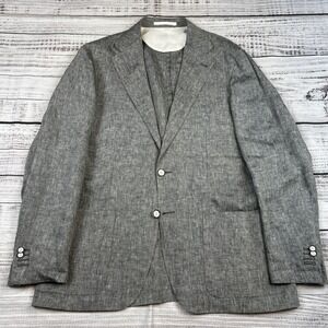 Corneliani ID Lightweight Unstructured 2 Button Blazer Linen Solid Gray 50/ 40R